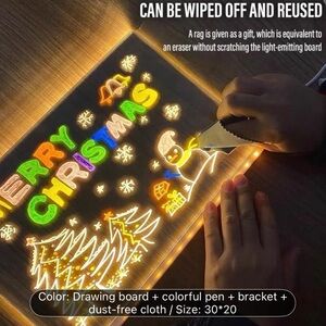 LED Christmas Drawing Board with Pens, Stand and Cloth